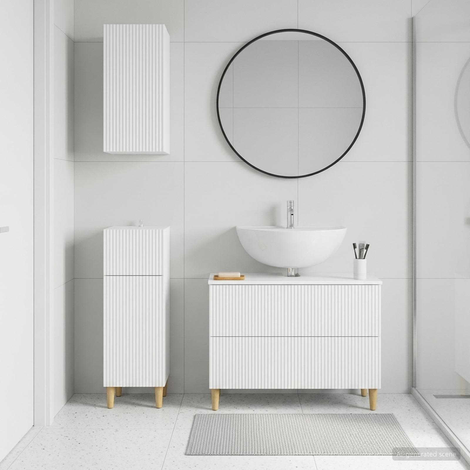 3 Piece Bathroom Cabinet Set ARNHEM White Engineered Wood
