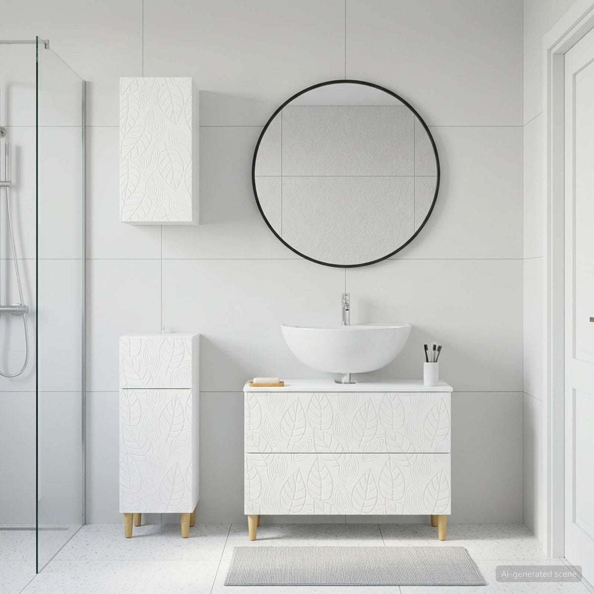 3 Piece Bathroom Cabinet Set DELFT White Engineered Wood