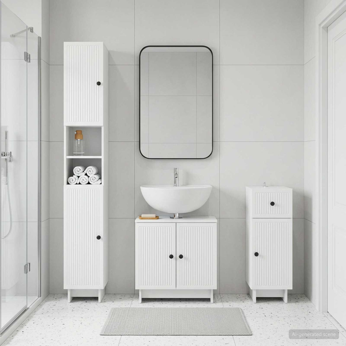 3 Piece Bathroom Cabinet Set EDE Engineered Wood