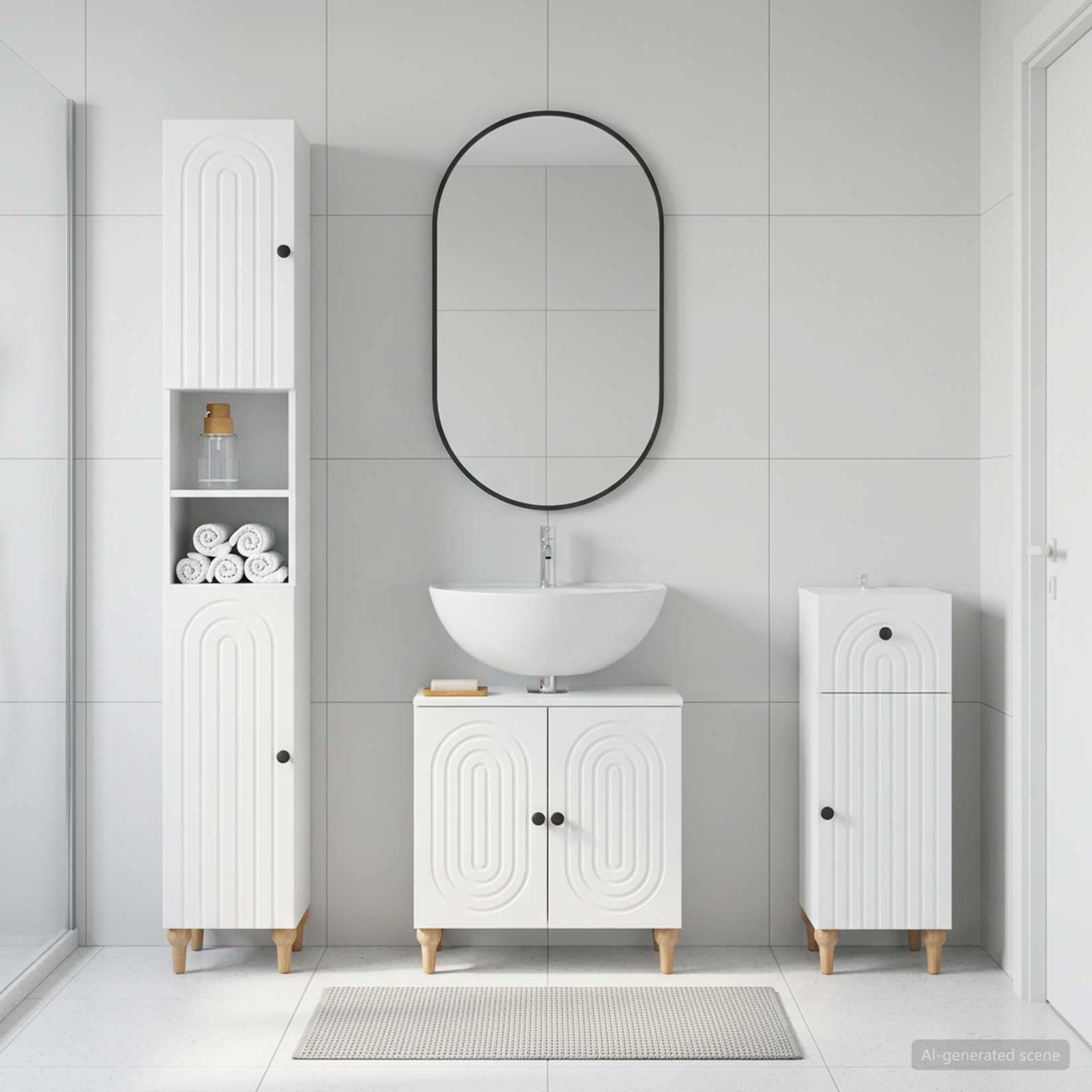 3 Piece Bathroom Cabinet Set ALKMAAR Engineered Wood