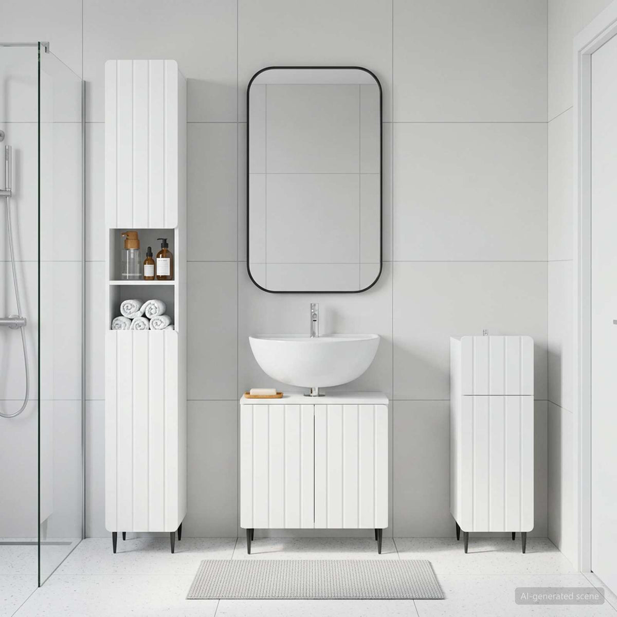 3 Piece Bathroom Cabinet Set ZWOLLE Engineered Wood