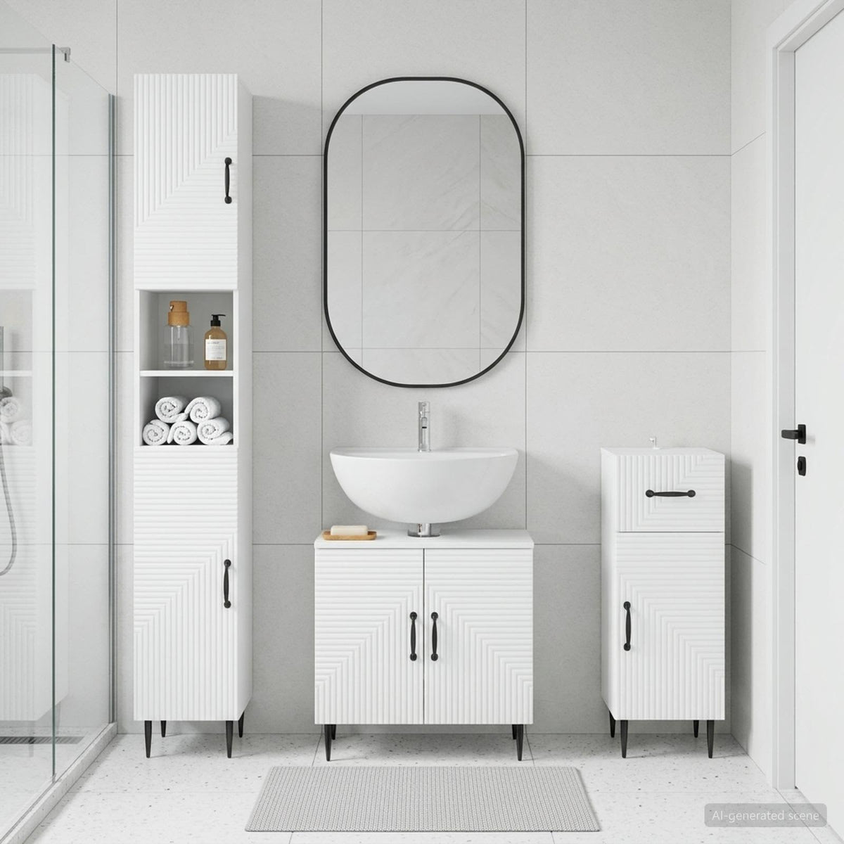 3 Piece Bathroom Cabinet Set HAARLEM Engineered Wood