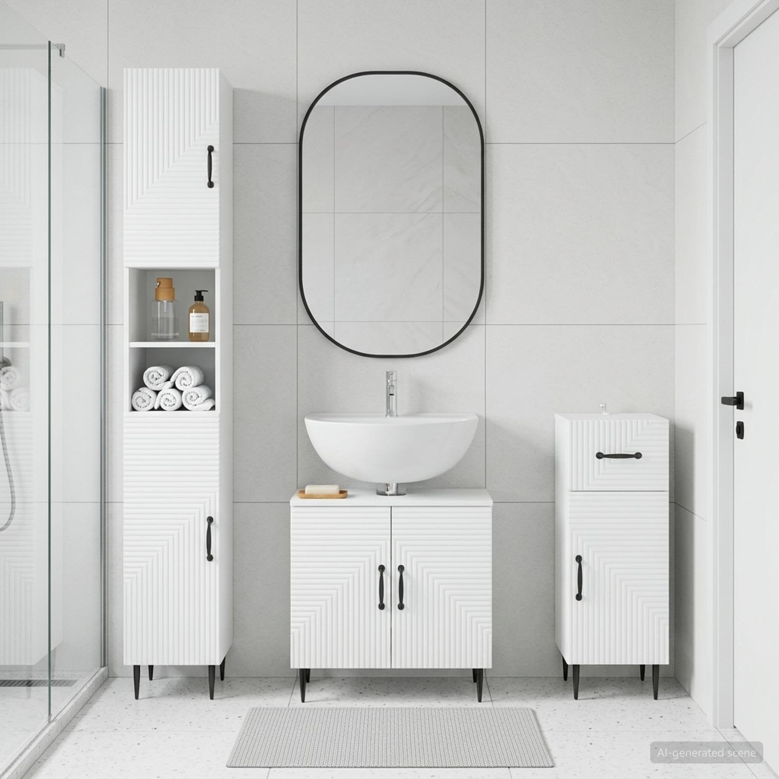 3 Piece Bathroom Cabinet Set HAARLEM Engineered Wood