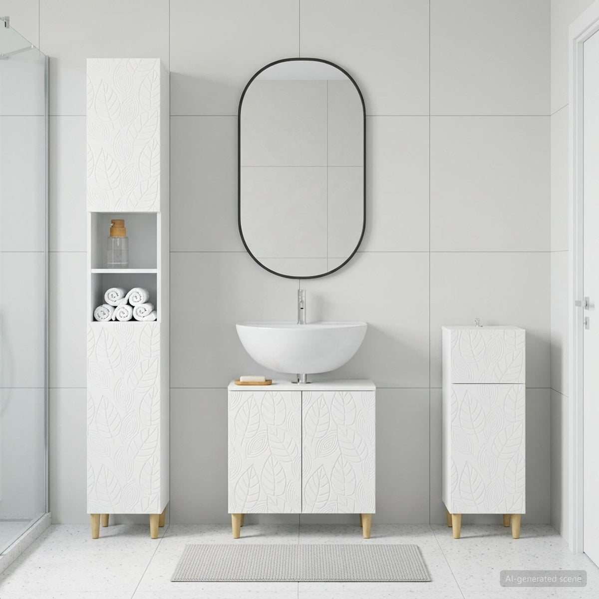 3 Piece Bathroom Cabinet Set DELFT Engineered Wood