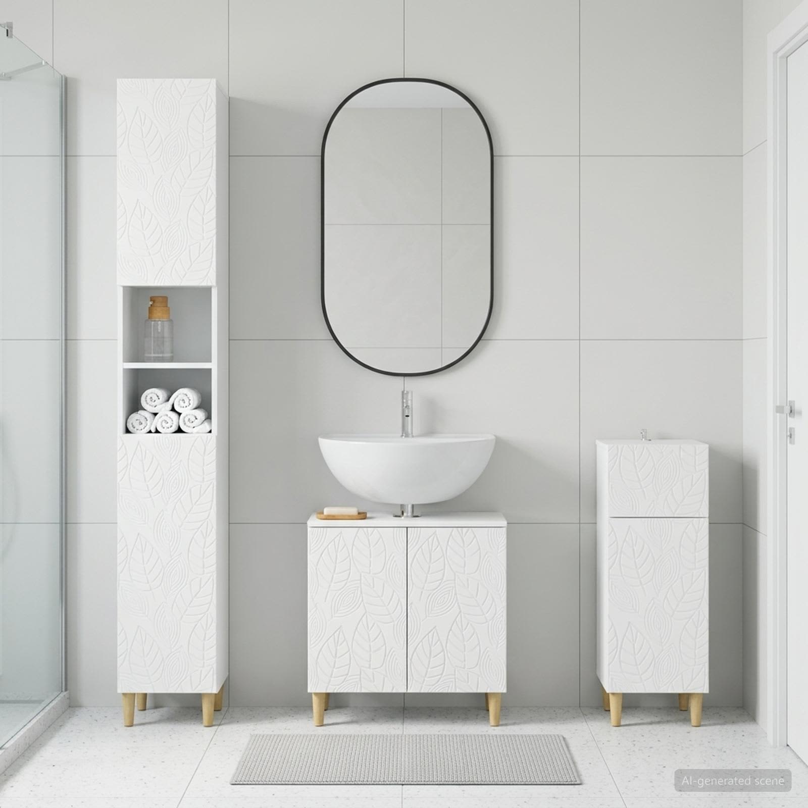 3 Piece Bathroom Cabinet Set DELFT Engineered Wood