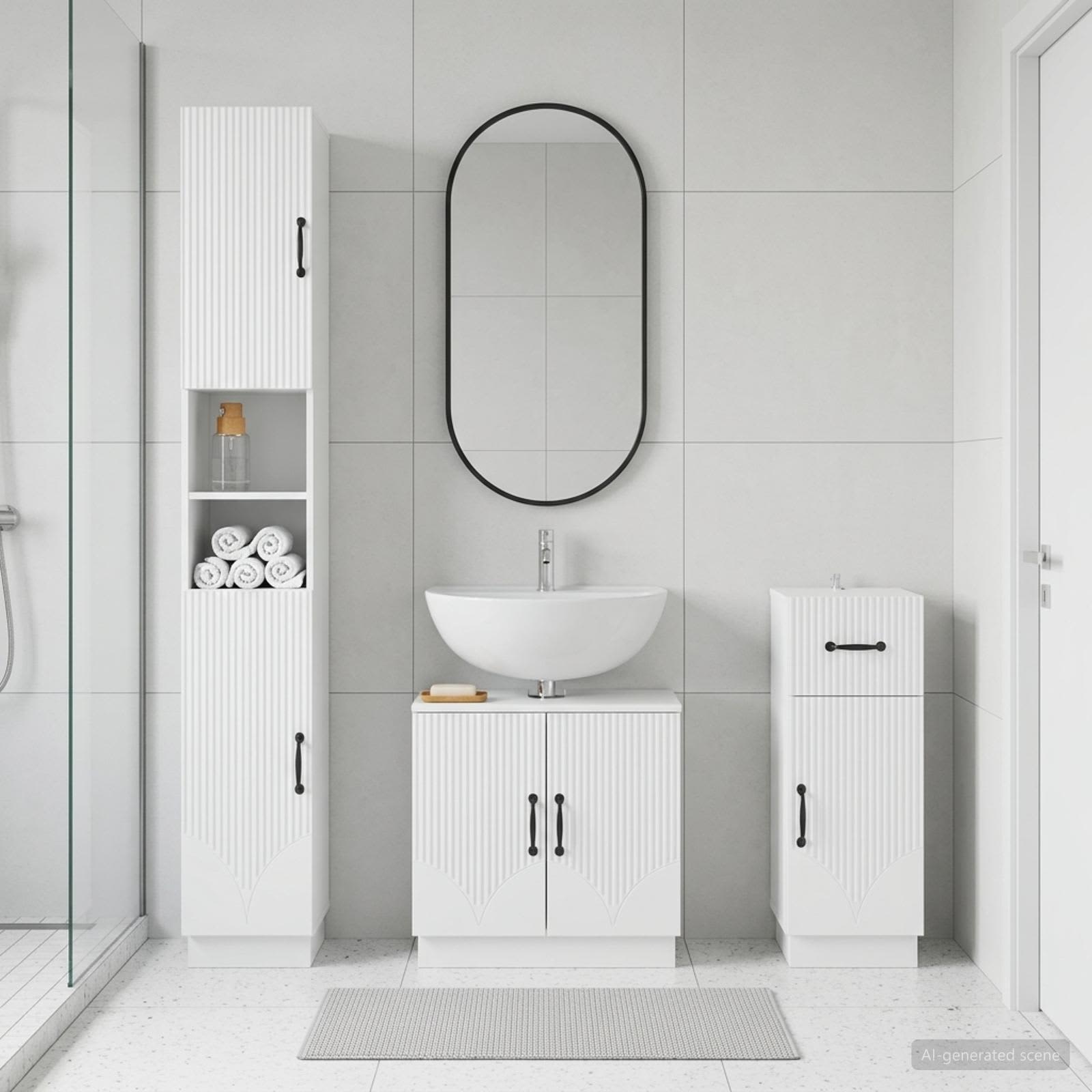 3 Piece Bathroom Cabinet Set HOORN Engineered Wood