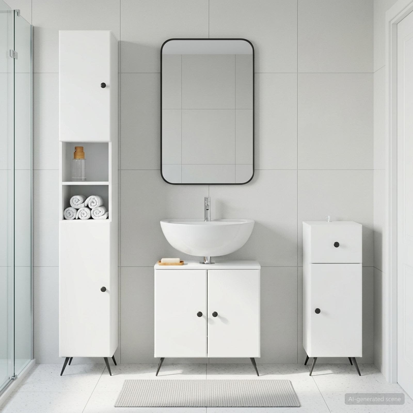 3 Piece Bathroom Cabinet Set BREDA Engineered Wood