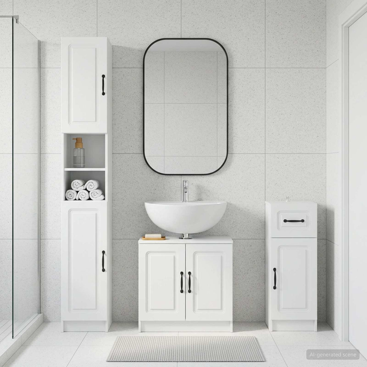 3 Piece Bathroom Cabinet Set UTRECHT Engineered Wood