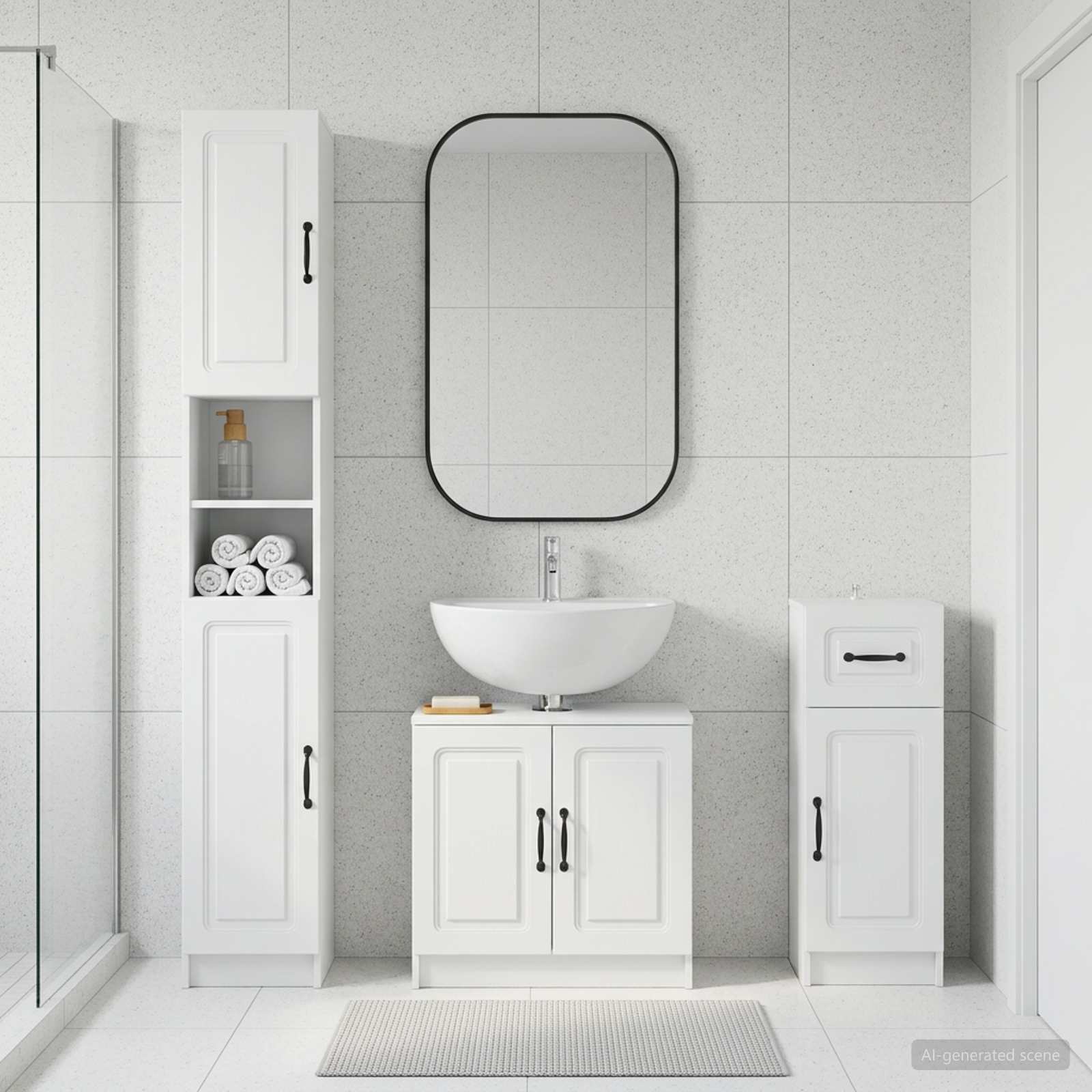 3 Piece Bathroom Cabinet Set UTRECHT Engineered Wood
