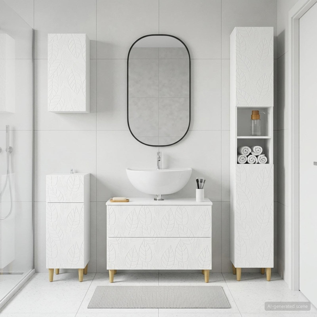 4 Piece Bathroom Cabinet Set DELFT White Engineered Wood