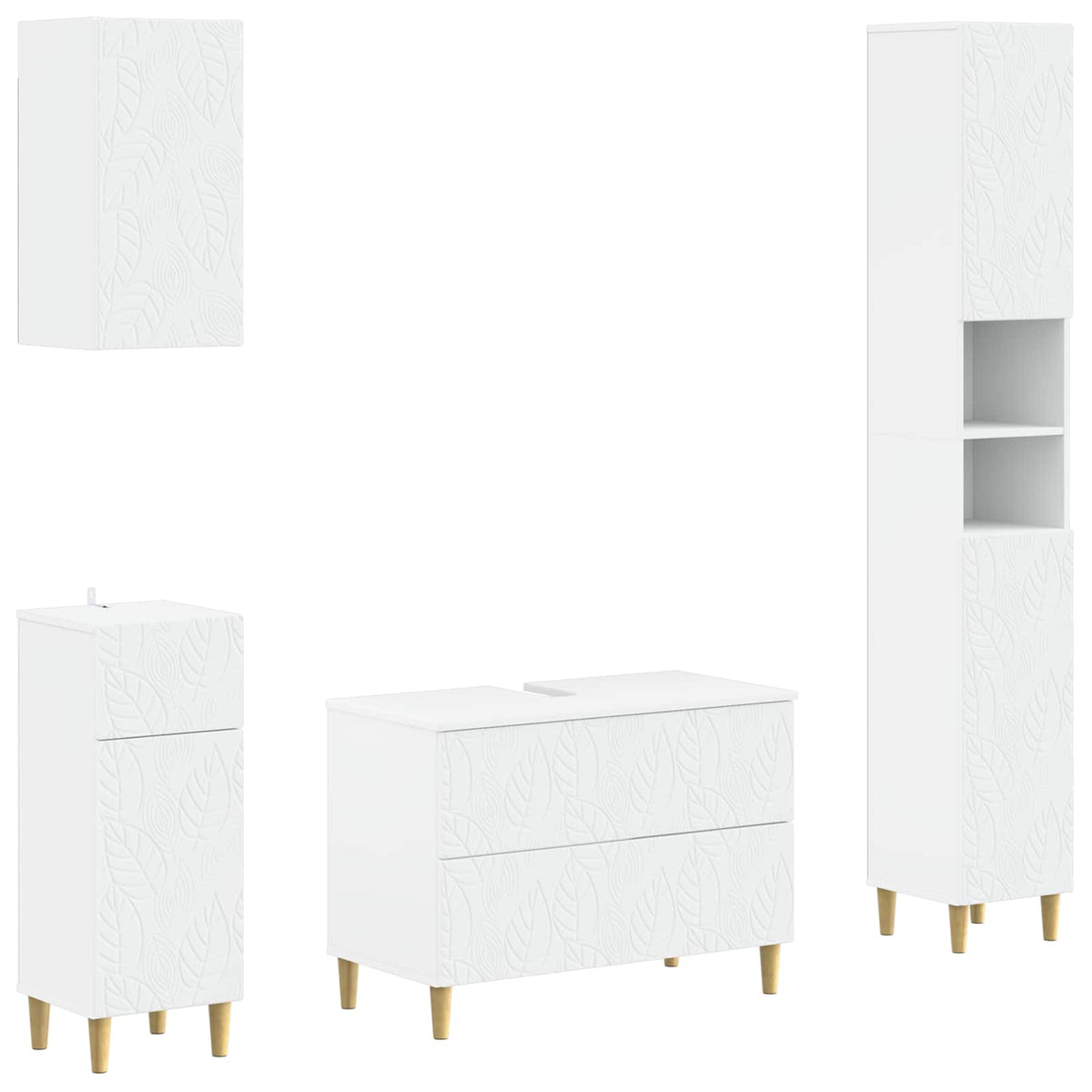 4 Piece Bathroom Cabinet Set DELFT White Engineered Wood