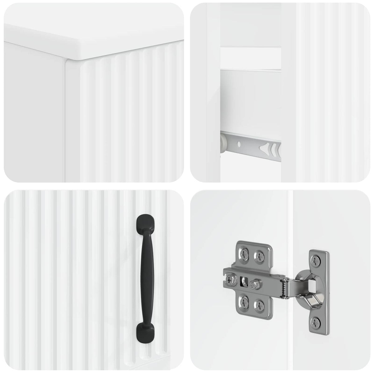 4 Piece Bathroom Cabinet Set HOORN White Engineered Wood