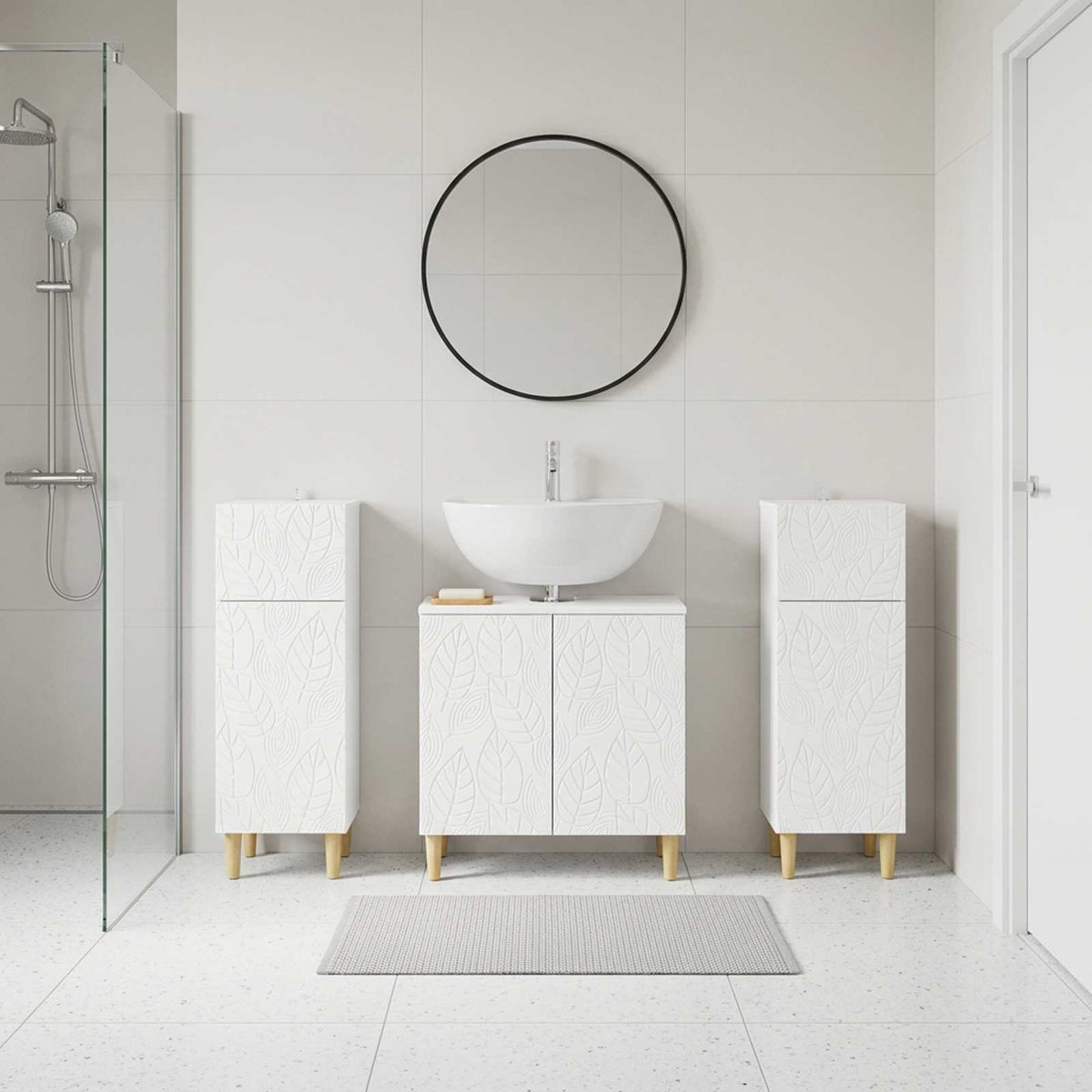 3 Piece Bathroom Cabinet Set DELFT White Engineered Wood
