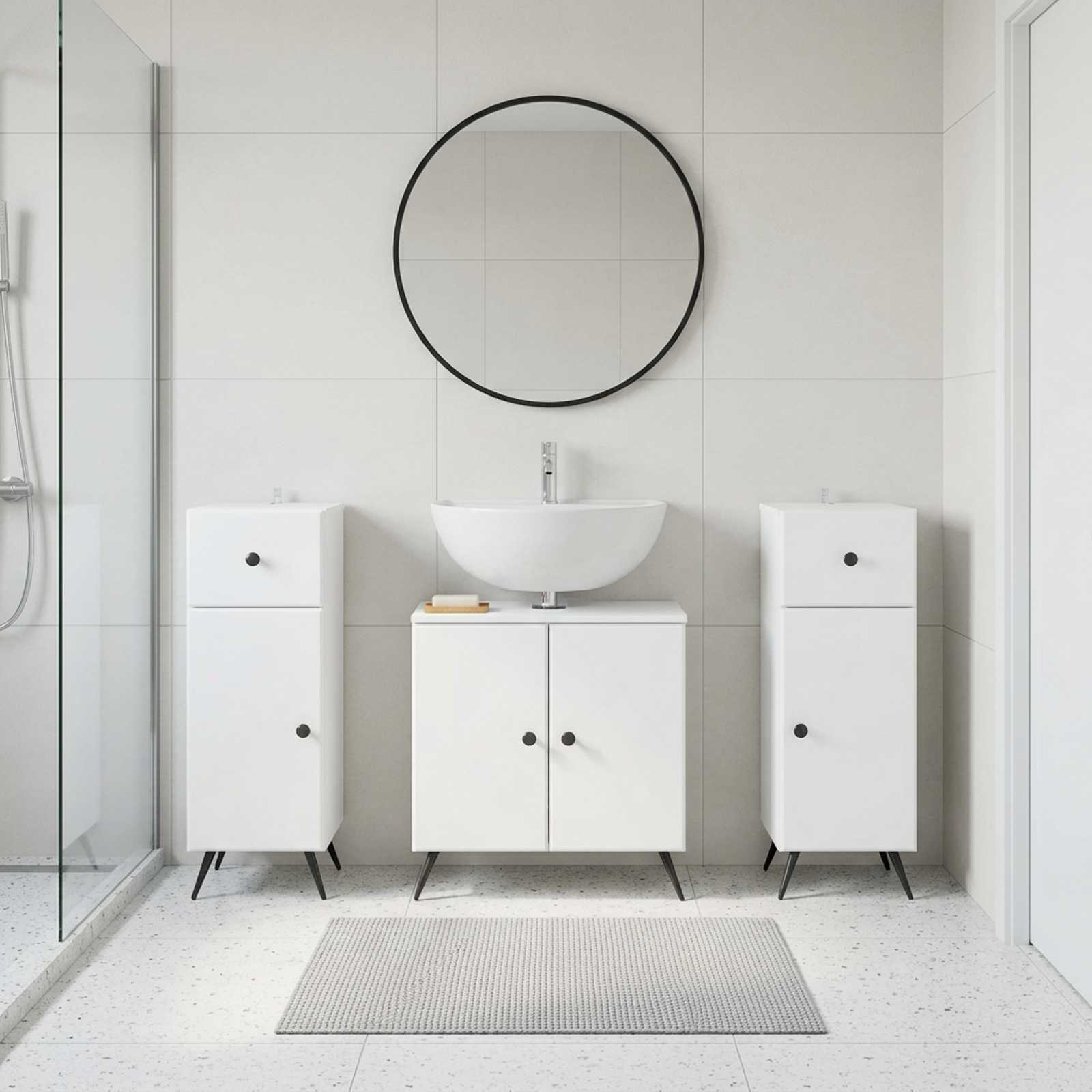3 Piece Bathroom Cabinet Set BREDA White Engineered Wood