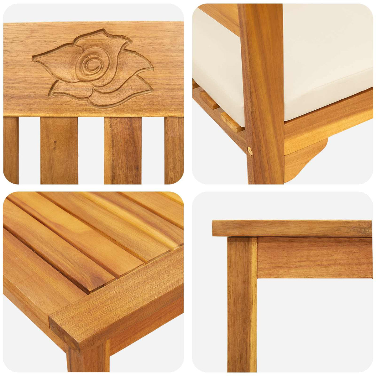 Furniture Set with Cushion 4 pcs Natural Solid Acacia Wood