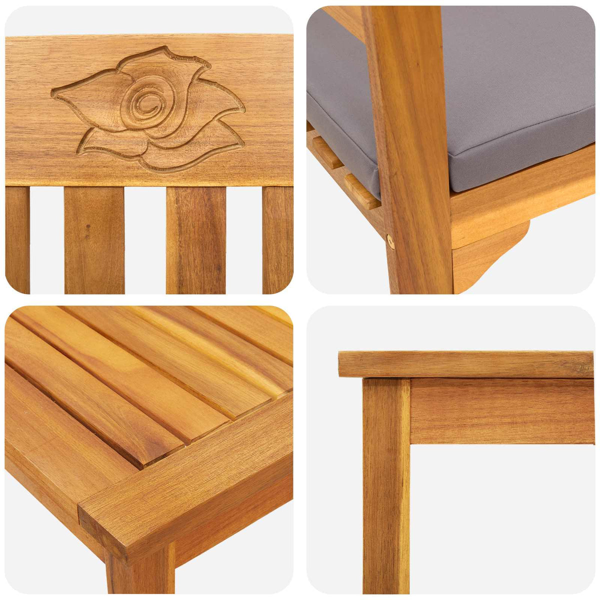 Furniture Set with Cushion 4 pcs Natural Solid Acacia Wood