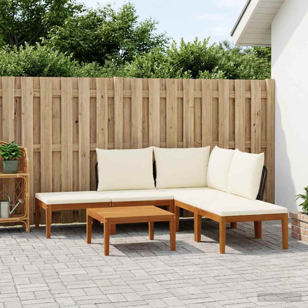 6 pcs Garden Lounge Set Solid Acacia Wood &amp; Rope Natural