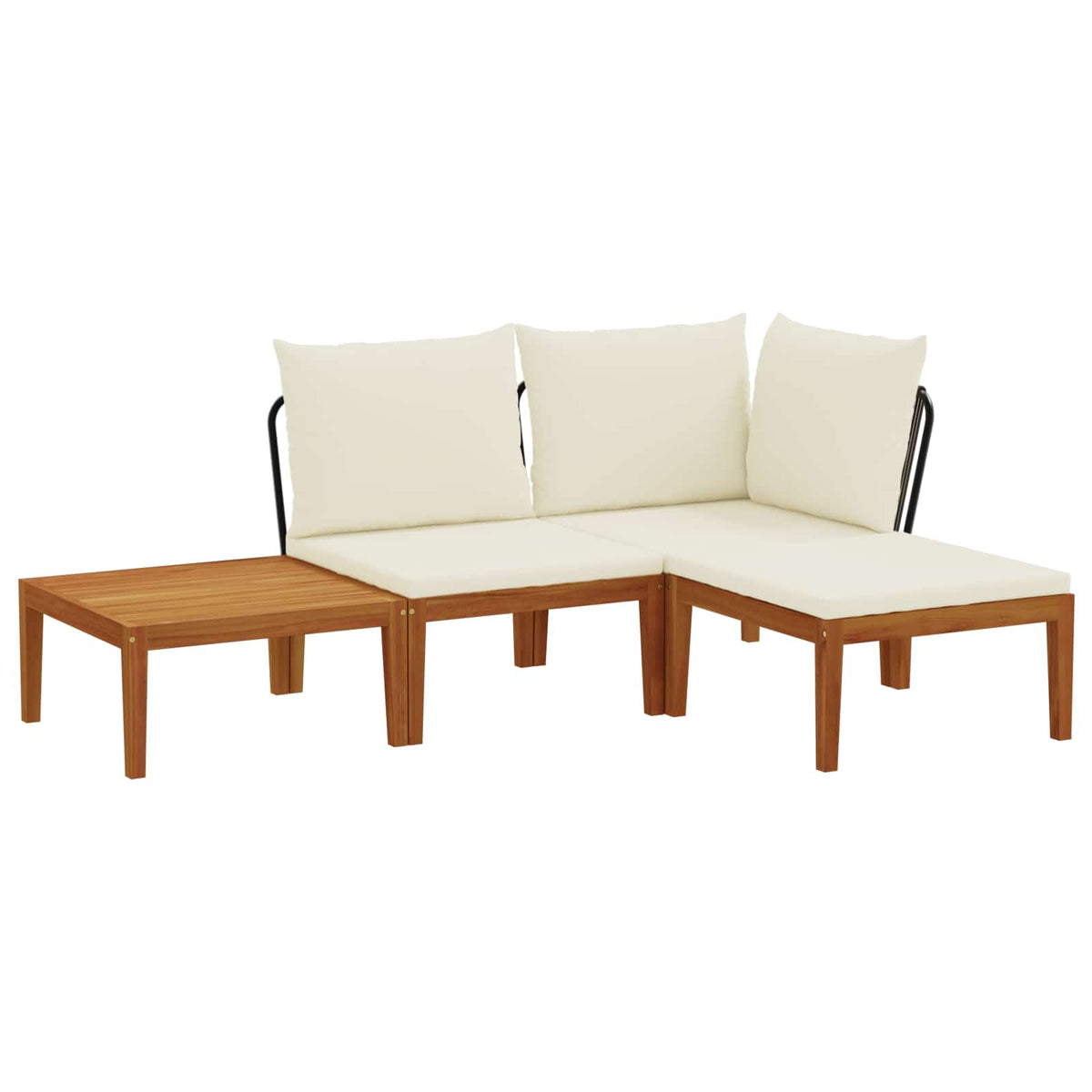 4 pcs Garden Lounge Set Solid Acacia Wood & Rope Natural