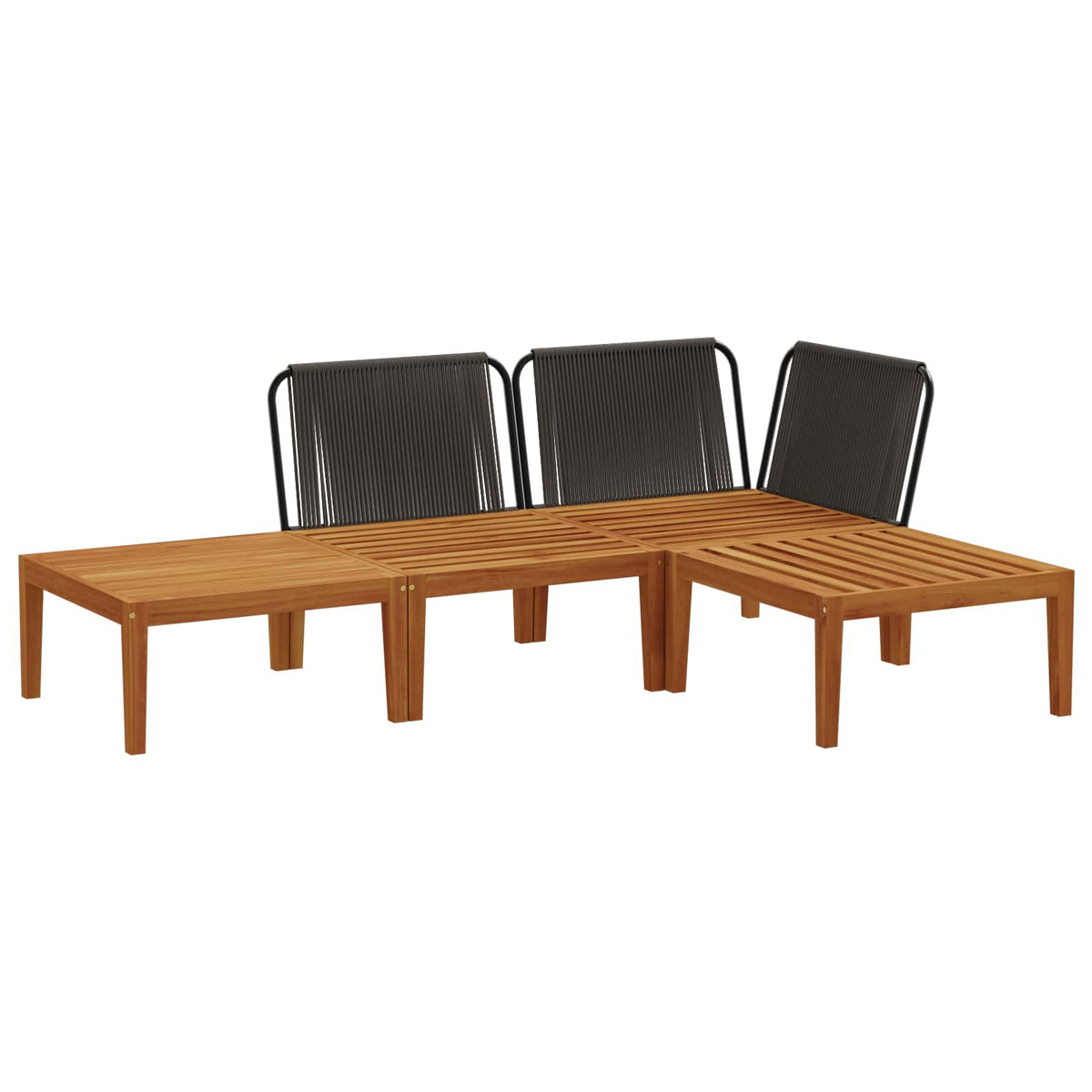 4 pcs Garden Lounge Set Solid Acacia Wood & Rope Natural