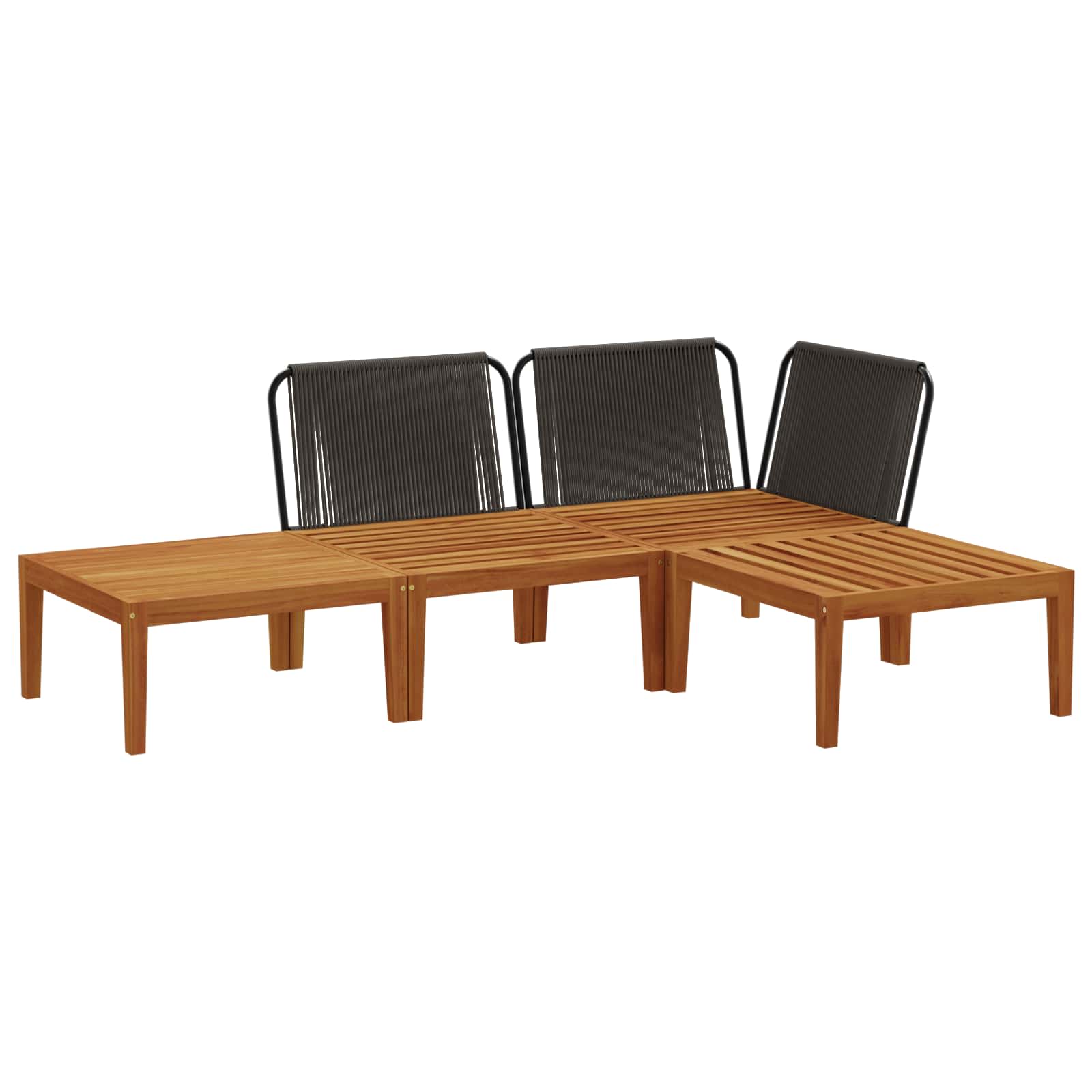 4 pcs Garden Lounge Set Solid Acacia Wood & Rope Natural