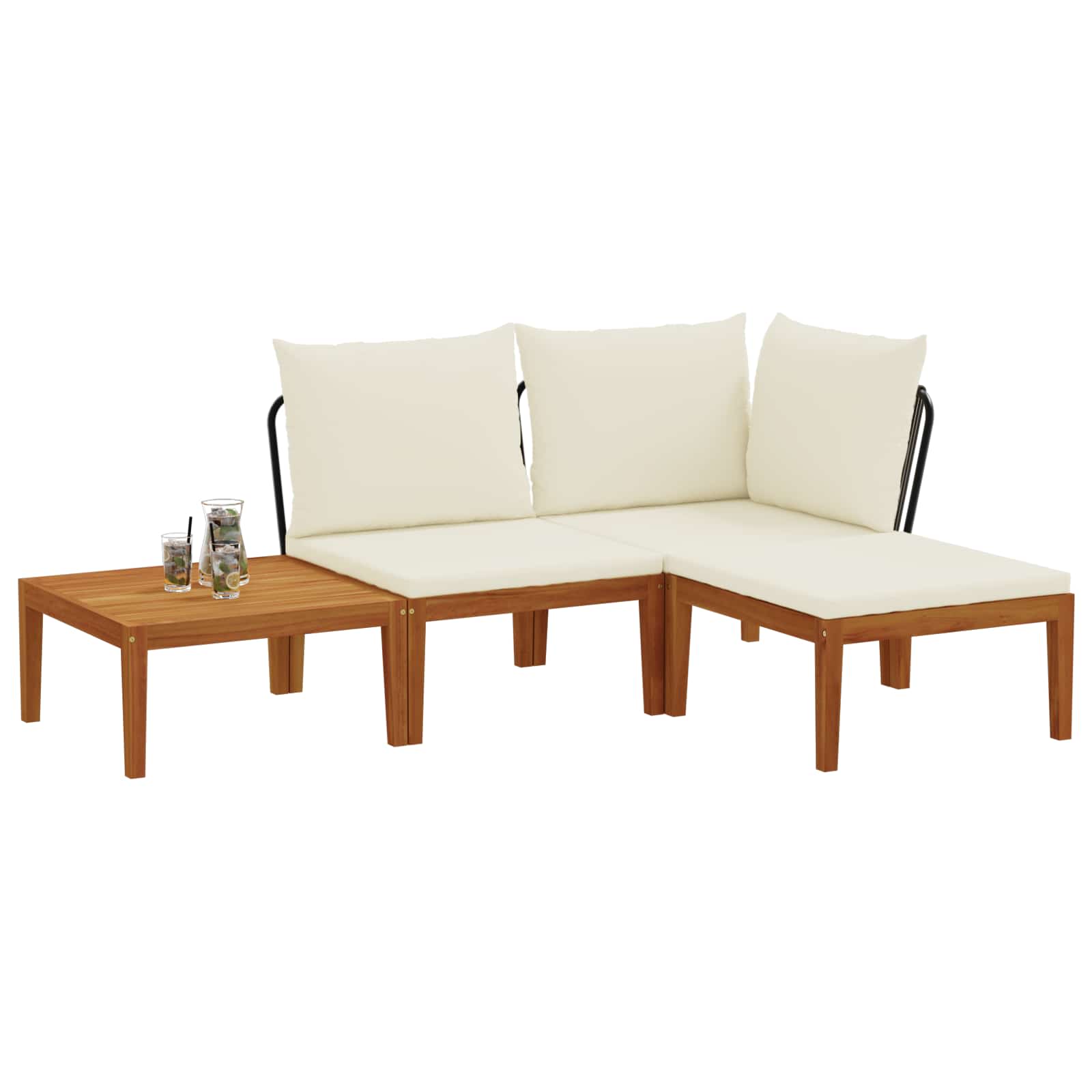 4 pcs Garden Lounge Set Solid Acacia Wood & Rope Natural