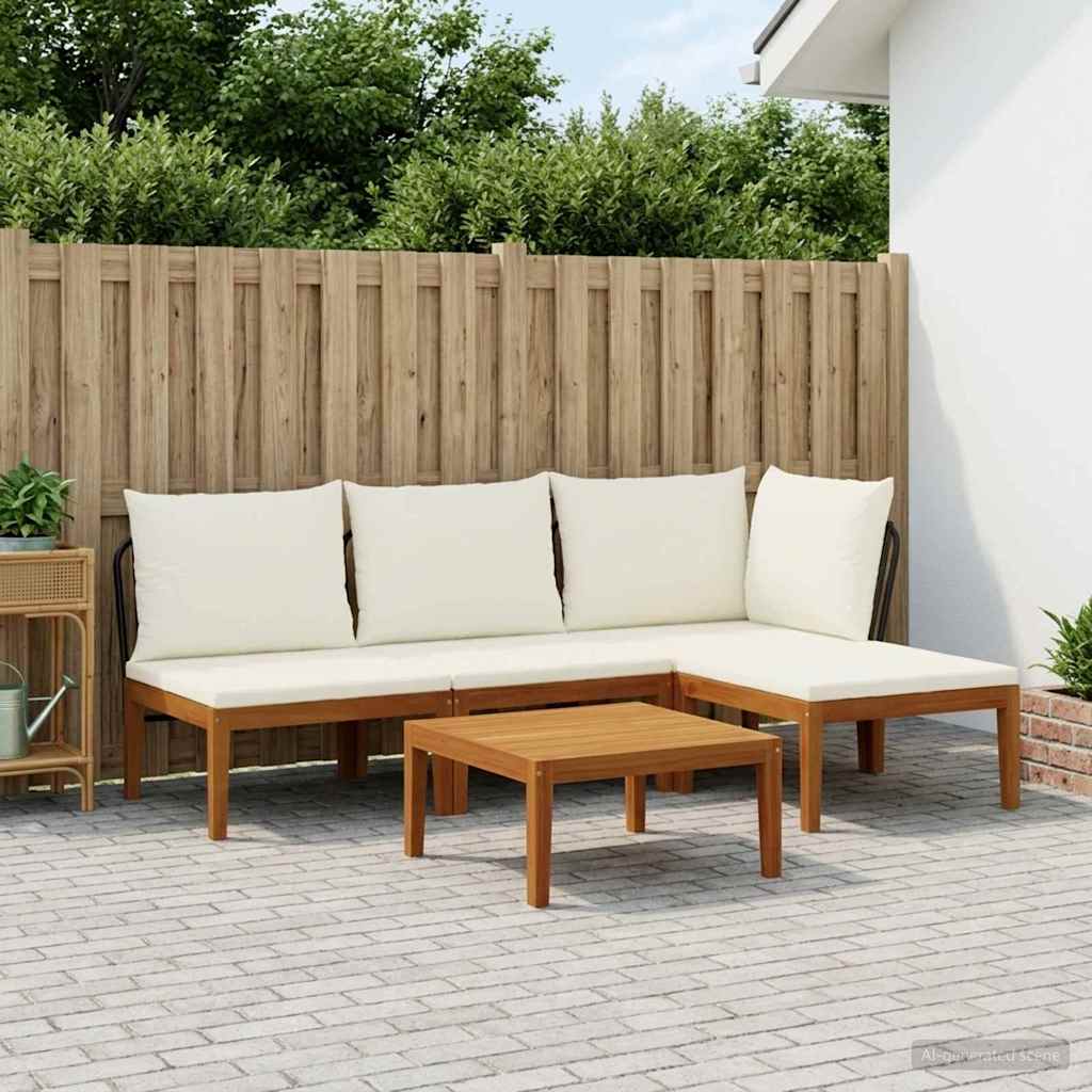 5 pcs Garden Lounge Set Solid Acacia Wood &amp; Rope Natural