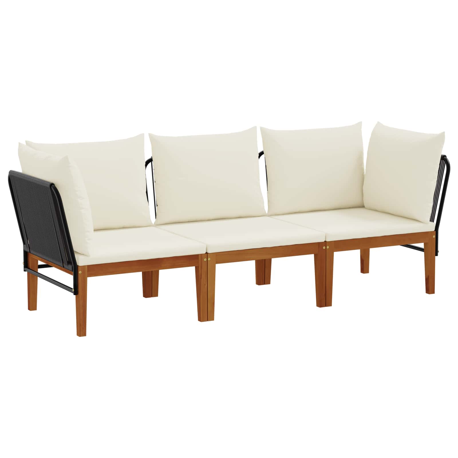 3 pcs Garden Lounge Set Solid Acacia Wood & Rope Natural