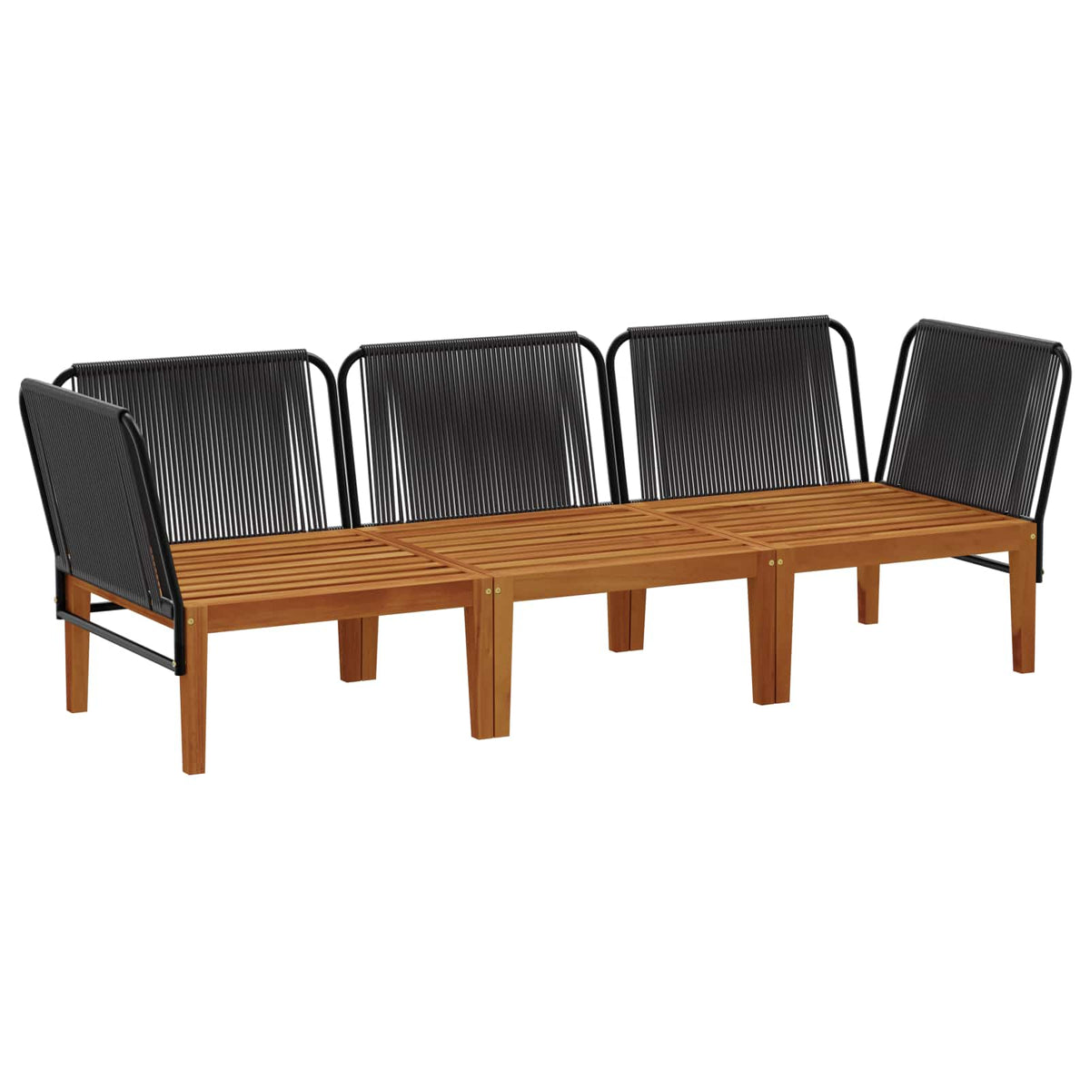 3 pcs Garden Lounge Set Solid Acacia Wood & Rope Natural