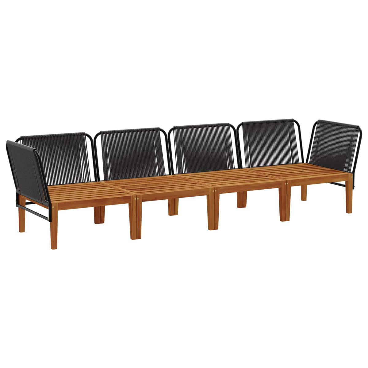 4 pcs Garden Lounge Set Solid Acacia Wood & Rope Natural
