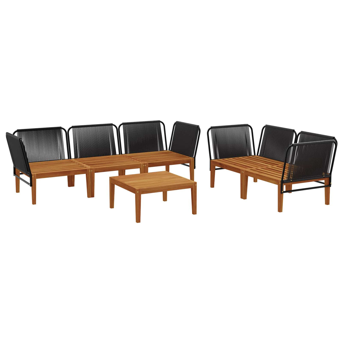 6 pcs Garden Lounge Set Solid Acacia Wood & Rope Natural