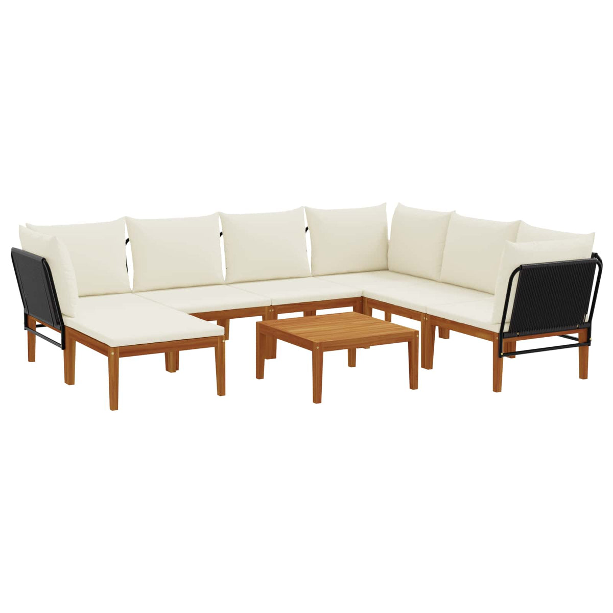 8 pcs Garden Lounge Set Solid Acacia Wood & Rope Natural