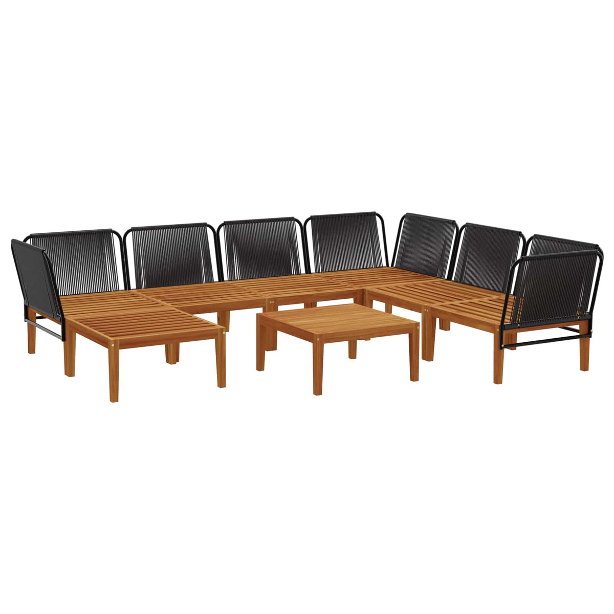 8 pcs Garden Lounge Set Solid Acacia Wood & Rope Natural