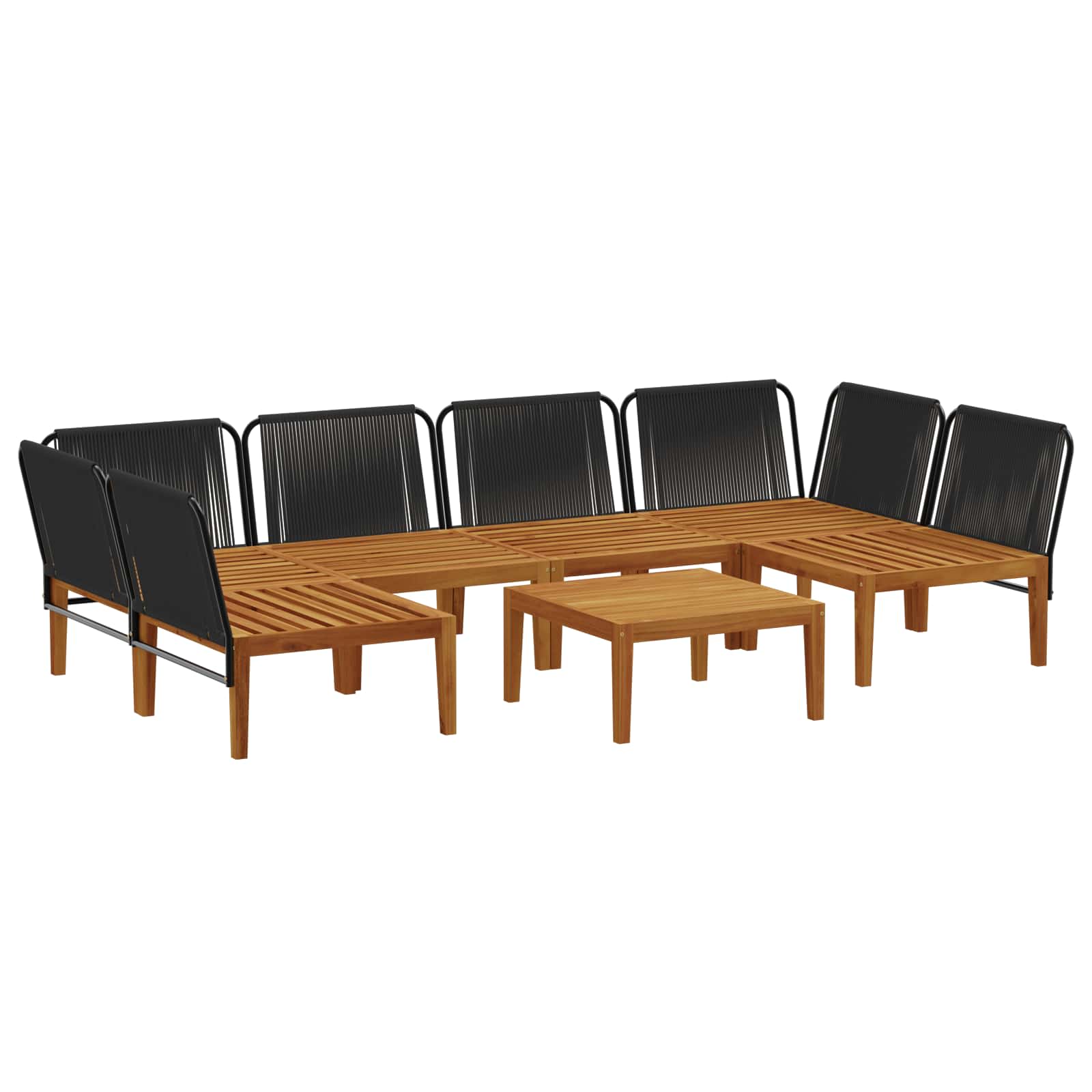 7 pcs Garden Lounge Set Solid Acacia Wood & Rope Natural