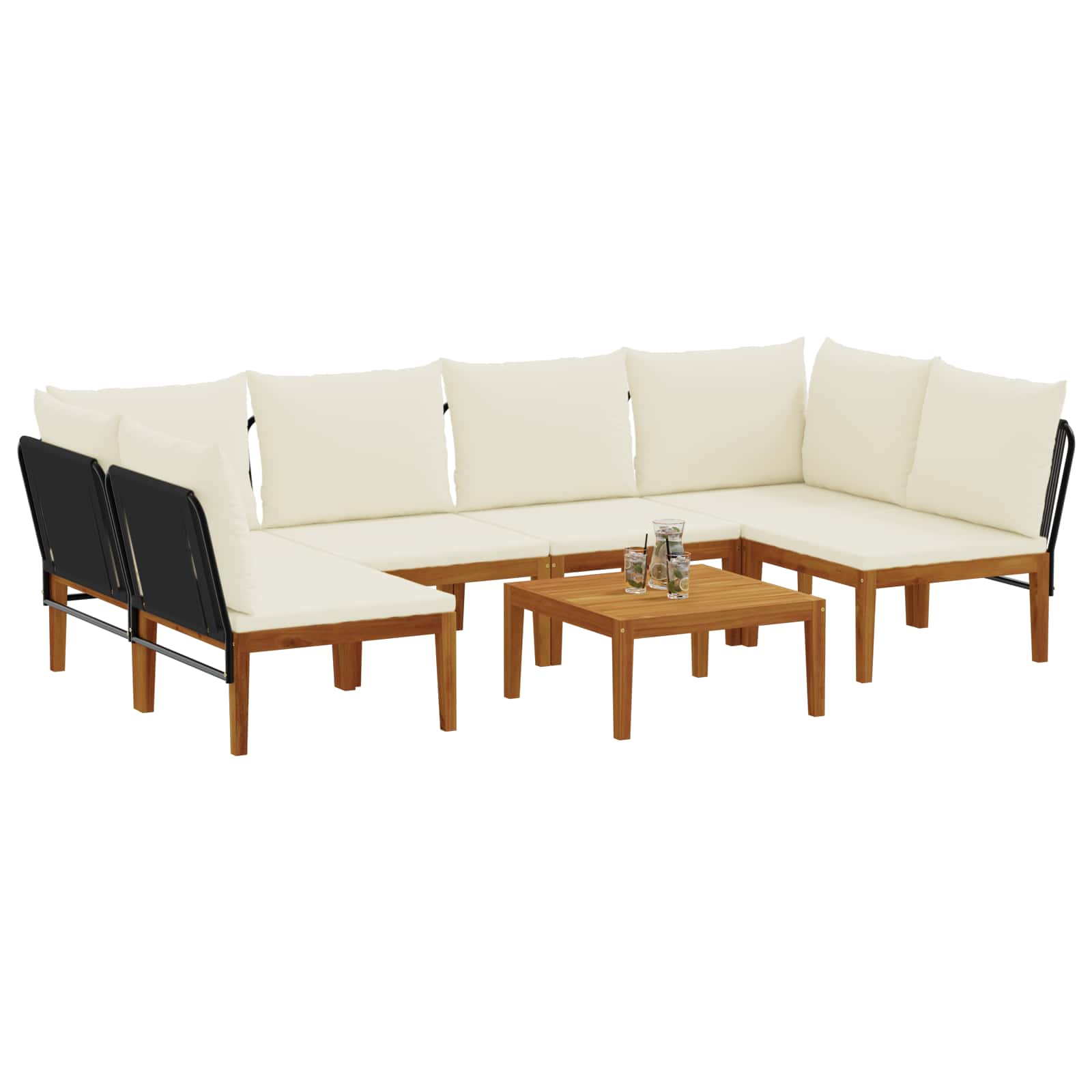 7 pcs Garden Lounge Set Solid Acacia Wood & Rope Natural