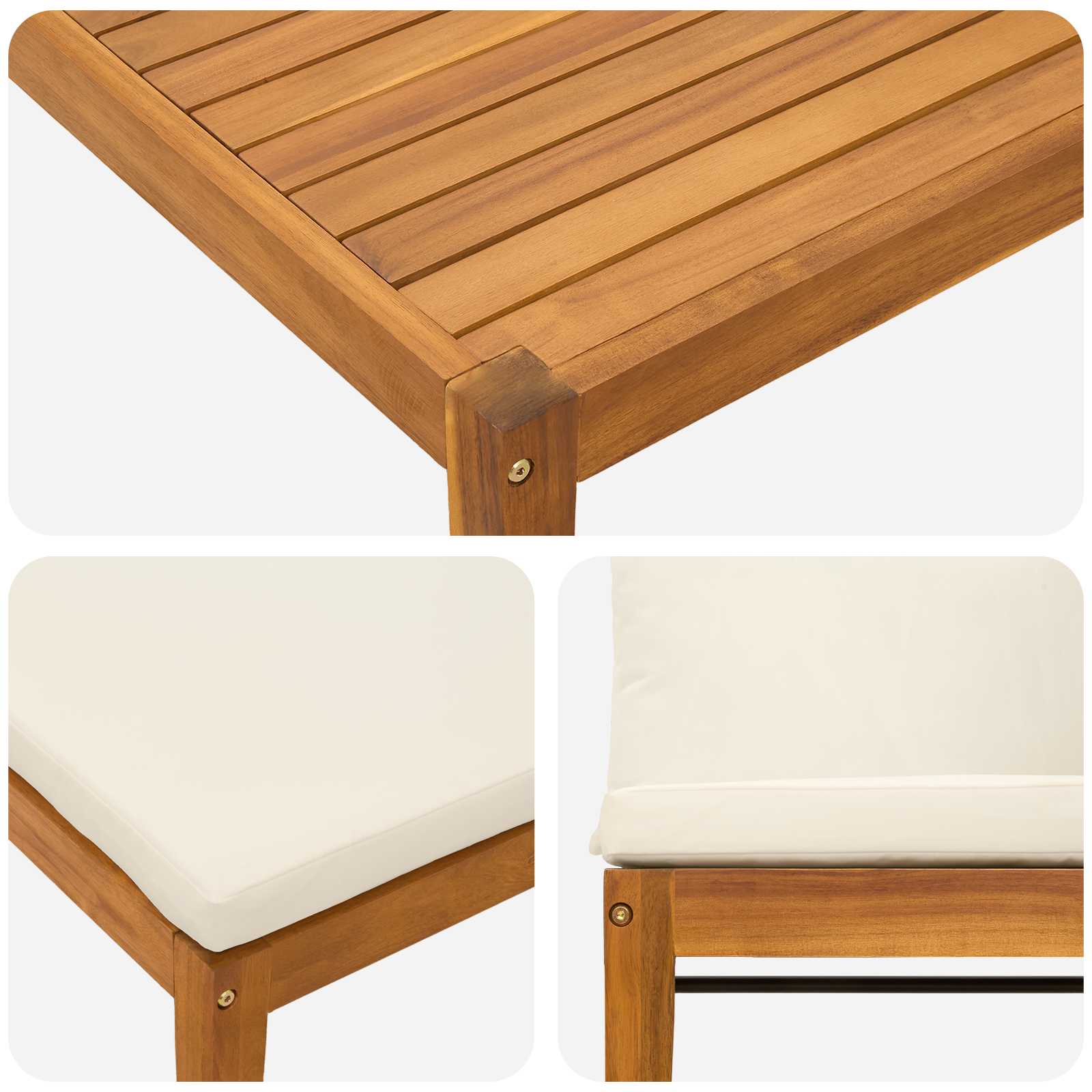 4 pcs Garden Lounge Set Solid Acacia Wood & Rope Natural