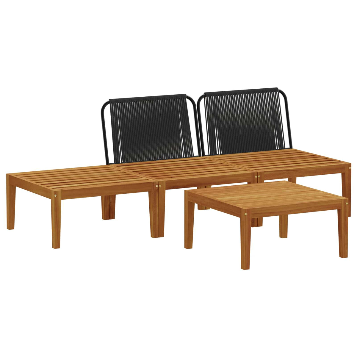 4 pcs Garden Lounge Set Solid Acacia Wood & Rope Natural