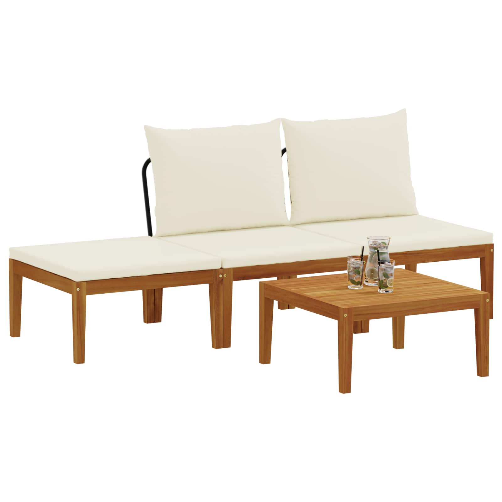 4 pcs Garden Lounge Set Solid Acacia Wood & Rope Natural
