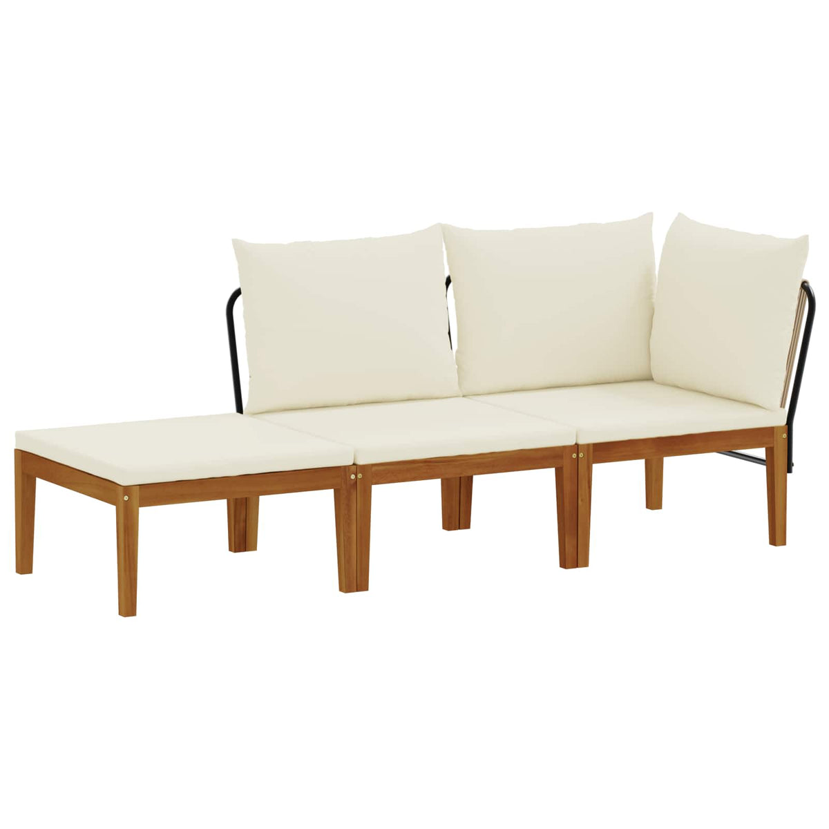 3 pcs Garden Lounge Set Solid Acacia Wood & Rope Natural