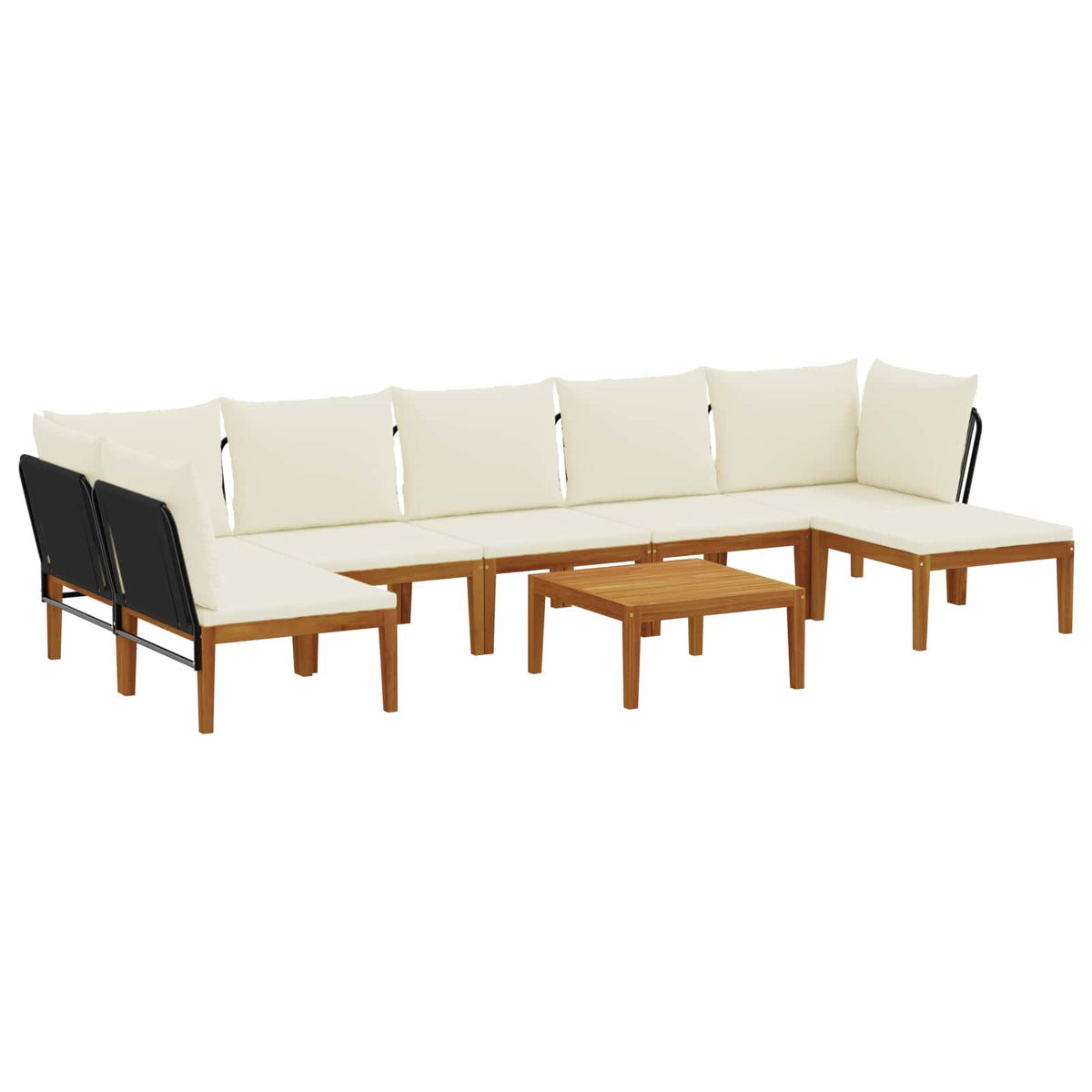 8 pcs Garden Lounge Set Solid Acacia Wood & Rope Natural