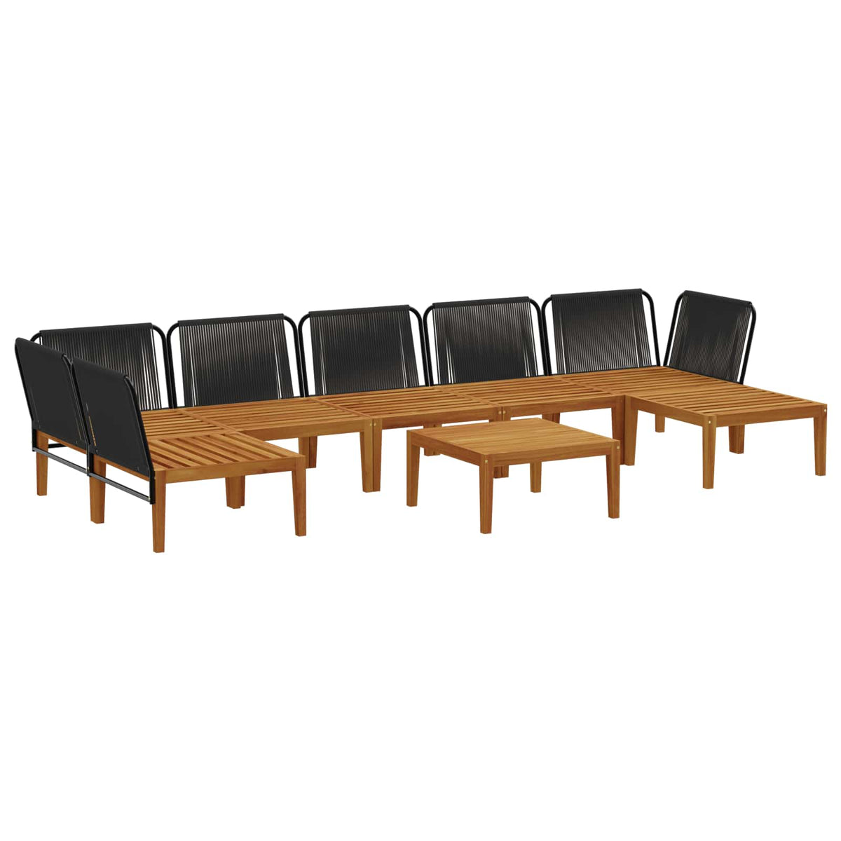 8 pcs Garden Lounge Set Solid Acacia Wood & Rope Natural