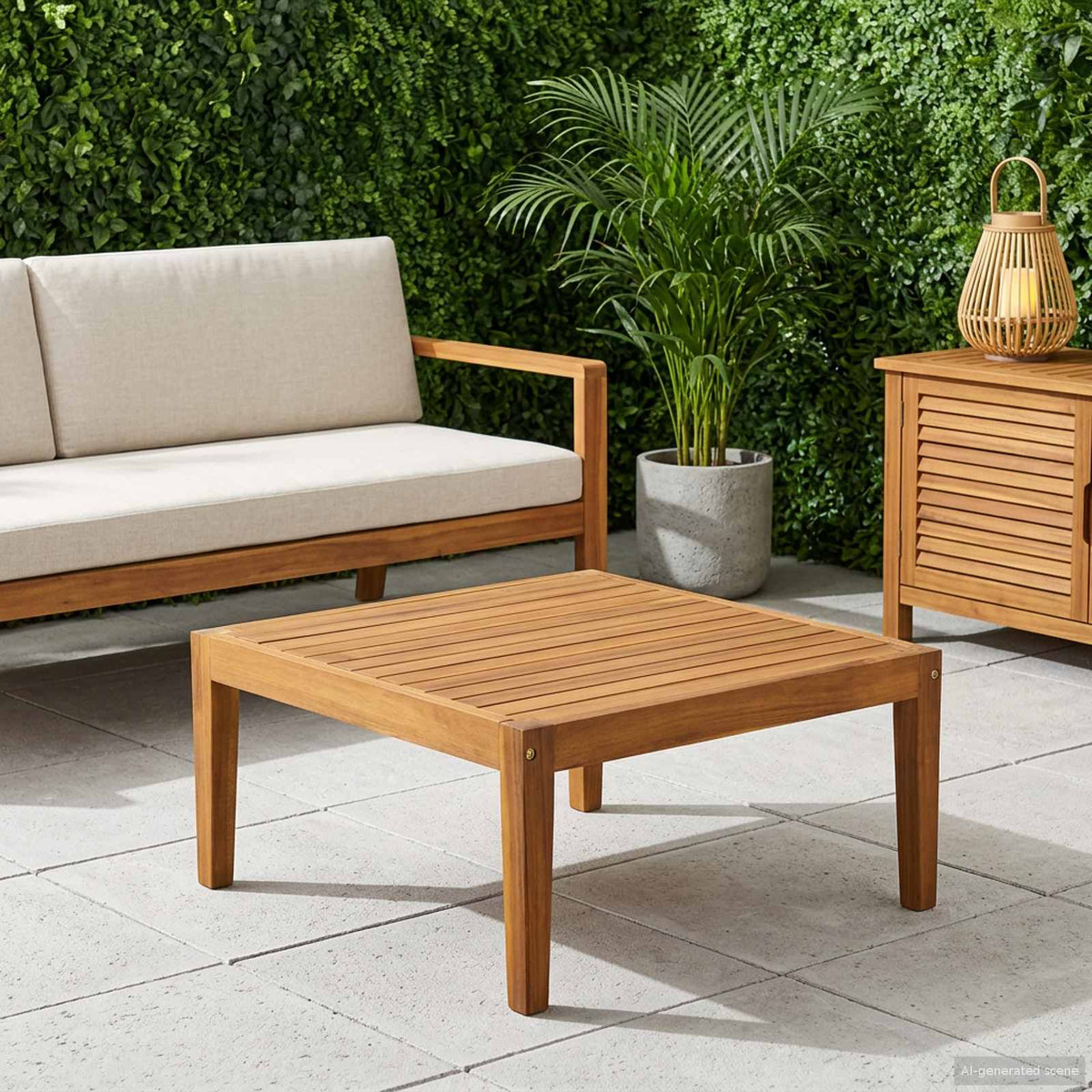 Table Solid Acacia Wood Natural 60 x 60 x 30 cm