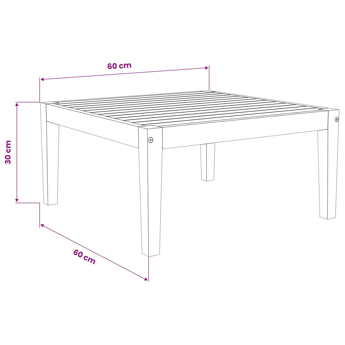 Table Solid Acacia Wood Natural 60 x 60 x 30 cm
