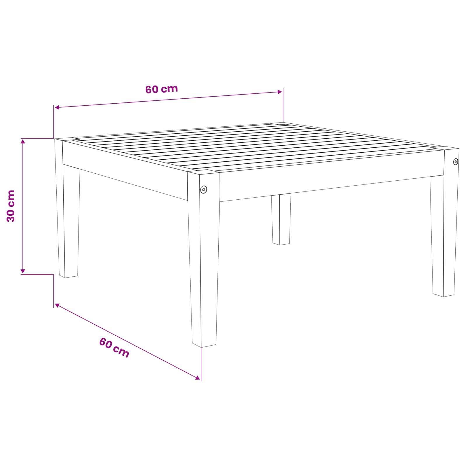 Table Solid Acacia Wood Natural 60 x 60 x 30 cm