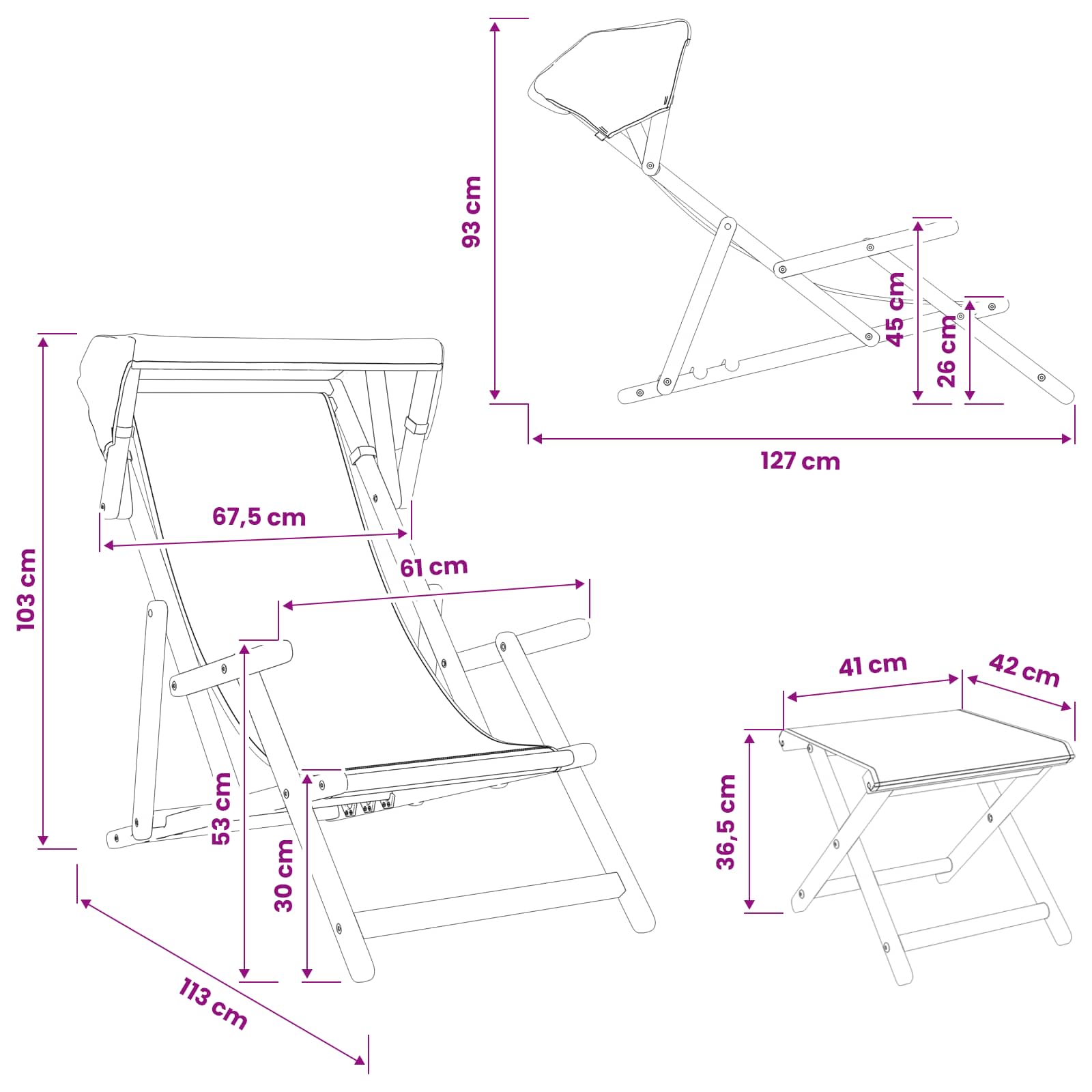 Deck Chair 4 pcs 3 Position Solid Eucalyptus Wood Taupe