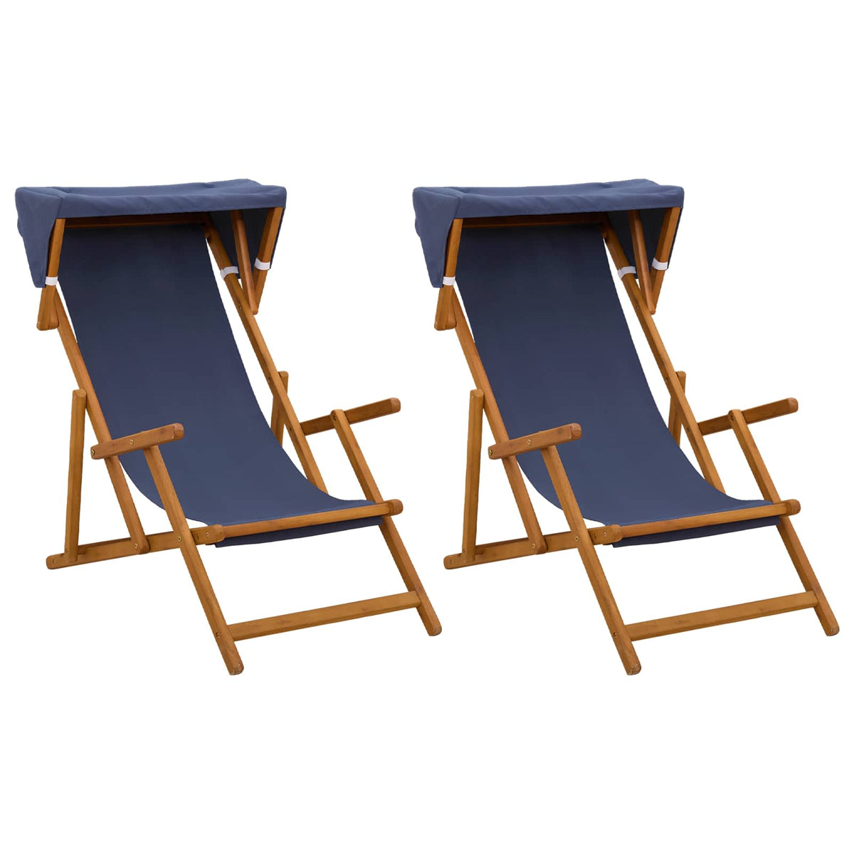 Deck Chair 2 pcs 3 Position Solid Eucalyptus Wood Blue