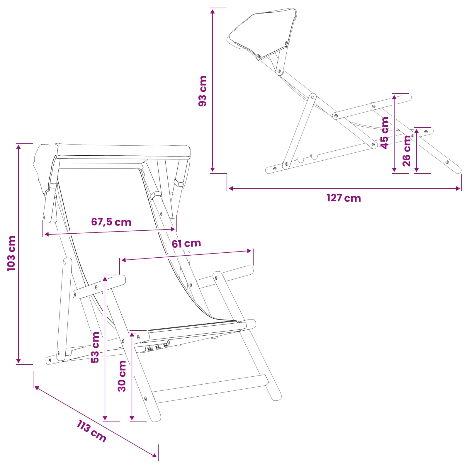 Deck Chair 2 pcs 3 Position Solid Eucalyptus Wood Cream