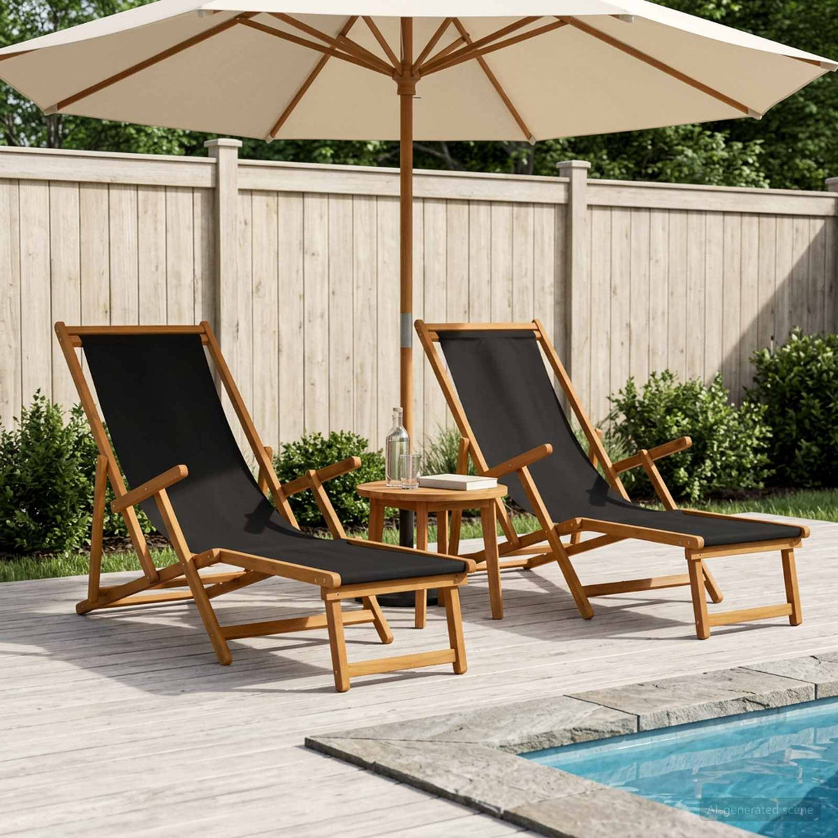 Folding Sun Lounger 2 pcs 3 Position Solid Eucalyptus Wood