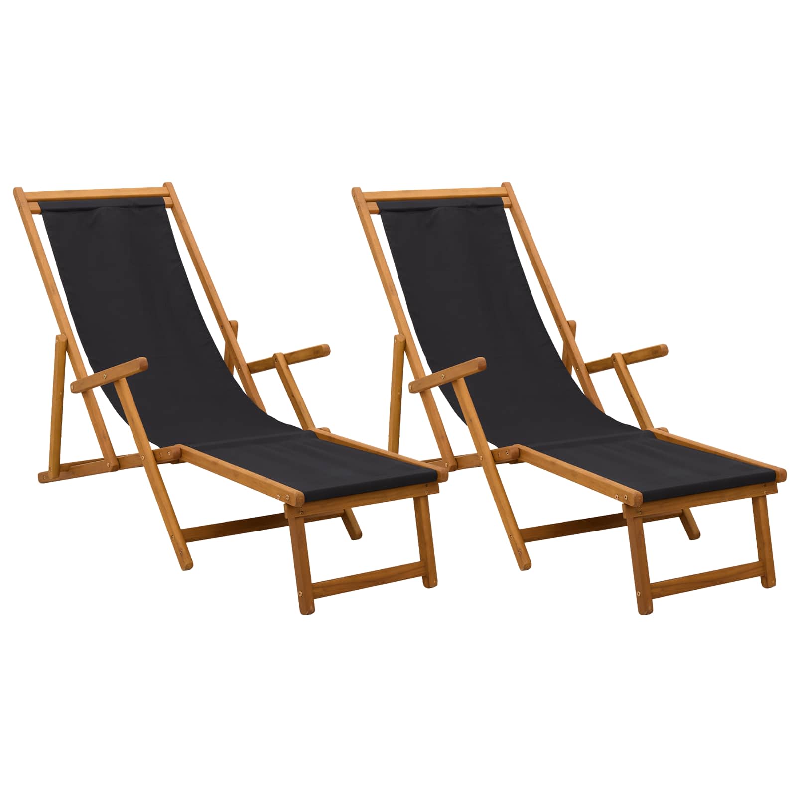 Folding Sun Lounger 2 pcs 3 Position Solid Eucalyptus Wood
