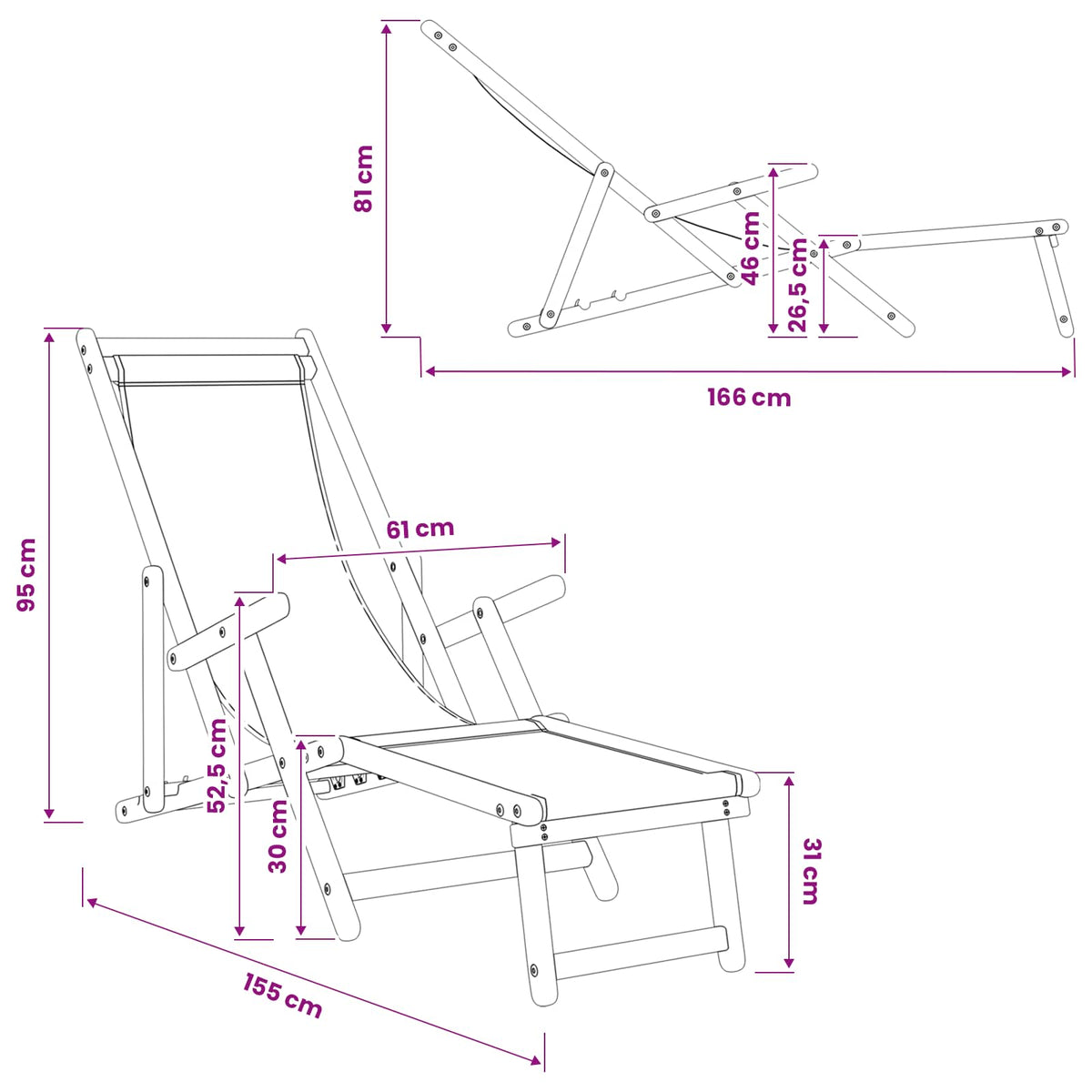 Folding Sun Lounger 2 pcs 3 Position Solid Eucalyptus Wood