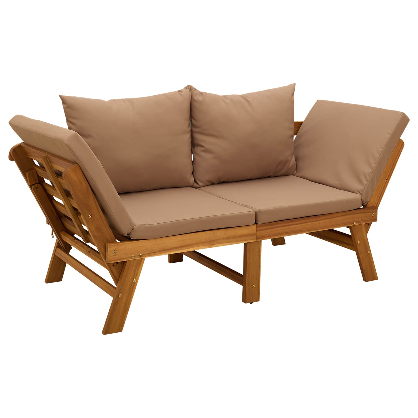 3-in-1 garden bench with cushions Solid Acacia Wood Natural